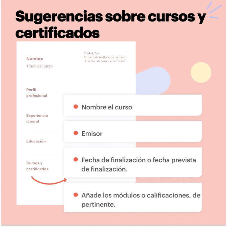 Cursos y certificados Currículum de Niñera