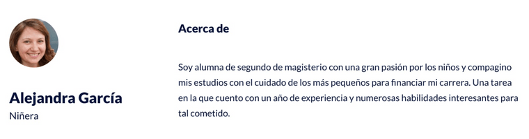 perfil de una niñera ejemplo perfil de una niñera ejemplo