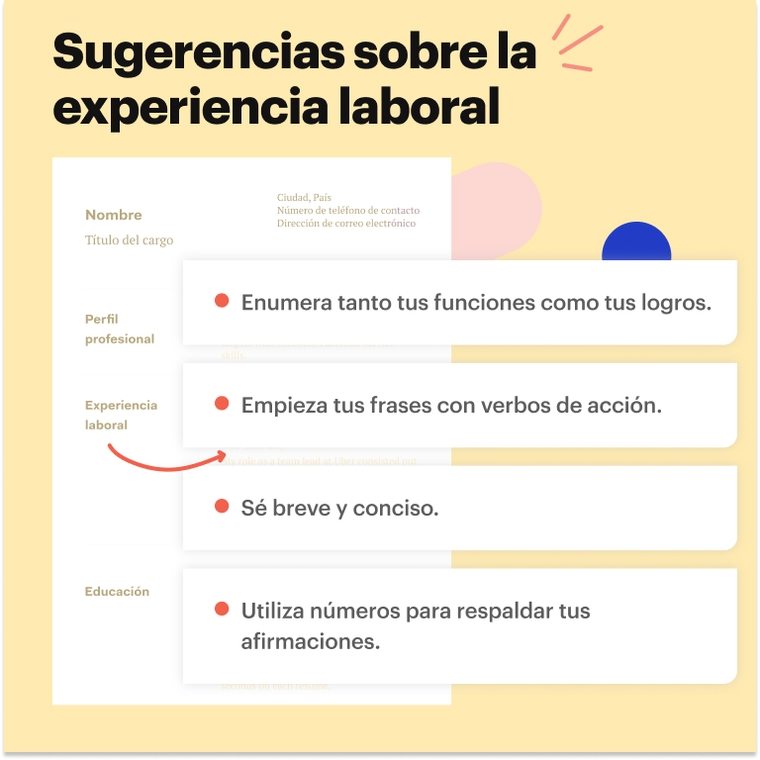 experiencia laboral en cv para gerente de proyectos